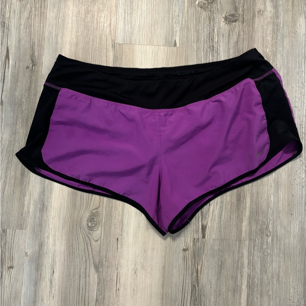 Nike Dri Fit Women's Athletic Shorts - Purple and Black
